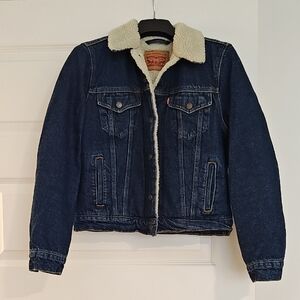 Levi's Dark Blue Denim Jacket with Cream Sherpa